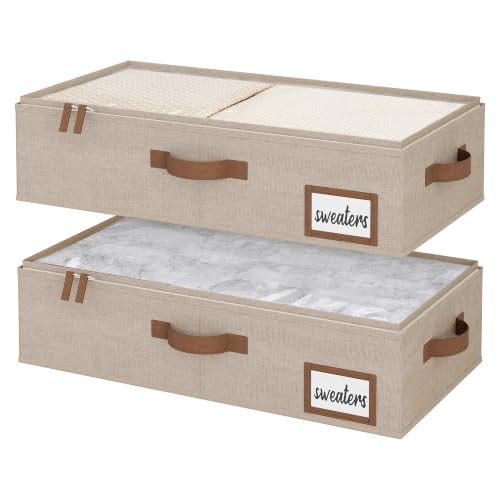StorageWorks 5 Inch Low Profile Under Bed Storage Containers with Clear Lid