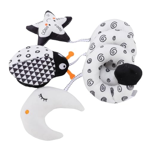 Generic Sonajeros Colgantes en Espiral para Cuna de bebé con Forma de Animal, Color Blanco y Negro, Juguete Adecuado para Recién Nacidos, Tela de Felpa Suave