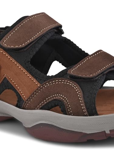Image of Prolific Men's Casual Outdoor Sandals | Lightweight Comfort Sandals with Cushioned Sole | Durable Anti-Skid Velcro Strap Floaters for Men | Outdoor & Dailywear