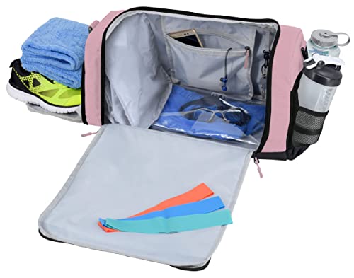 Ultimate Gym Bag 2.0: The Durable Crowdsource Designed Duffel Bag With 10 Optimal Compartments Including Water Resistant Pouch (Pink, Medium (20")) #TOP2