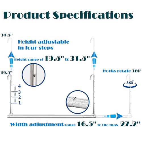Hdbonemu Closet Hanging Rod, Adjustable Width And Height Space-Saving Clothes Hanging Bar, 1 Pack Chrome thumb #1