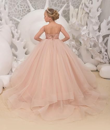 Tulle Flower Girl Dress Wedding Lace Appliques Pageant Dresses Formal Long Party Ball Gown3