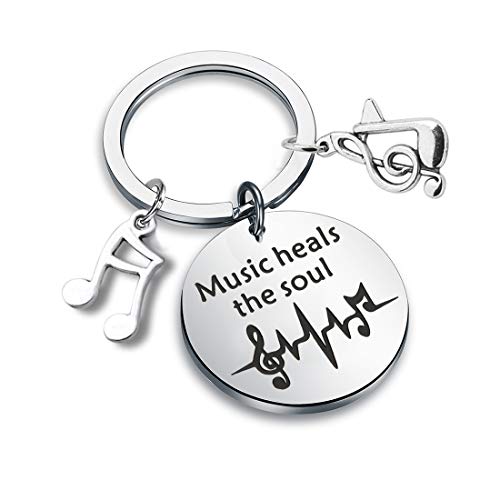 CENWA Music Lover Gift Musician Theme Jewelry Music Heals The Soul Keychain Gift for Music Teachers