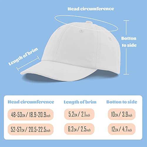 Miniatura 5 de Yanwang Bebé Niños Color Sólido Gorras De Béisbol De Algodón Ajustable Sun-Sombrero Para Niños Pequeños Niñas White,2-5years