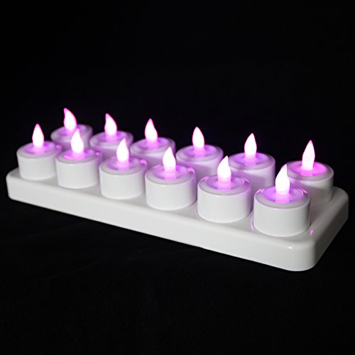 Eurofone Led Rechargeable Candle Flameless Tealight With Remote Control 12Pcs/Set (Purple) #TOP4