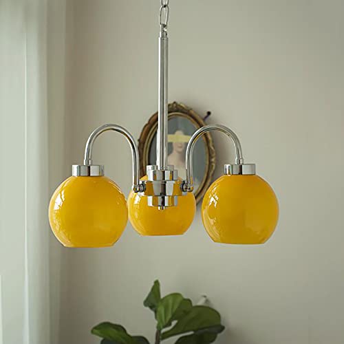 Lustre moderne en verre jaune 55x35cm avec douille E27 pour plafond de salon