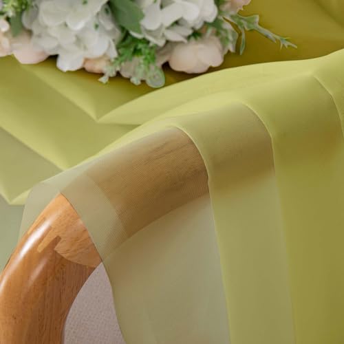 Image of Simplebrand Lemon Short Sheer Curtains 45 Inch Length for Small Windows, Rod Pocket 2 Panels Set Solid Voile Drapes Window Sheer Curtains for Bedroom Bathroom Kids Room Kitchen, 42x45 Inch, Lemon