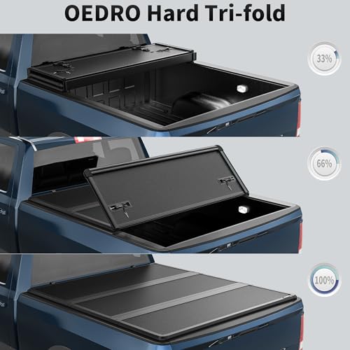 Image of OEDRO FRP Hard Tri-fold Tonneau Cover Fits for Toyota Tacoma 2024 2025 2026 6ft Bed (Excl. Trail Edition), Weather-Resistant