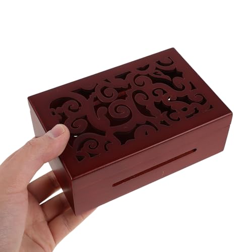 MUCKLILY 手回しオルゴールの仕組み対応オーガナイザーケース 木材製ブラウン 30音透かし彫りクラシックマホガニーボックス 親子の交流や に最適な 向け創造力支援用品 [3]