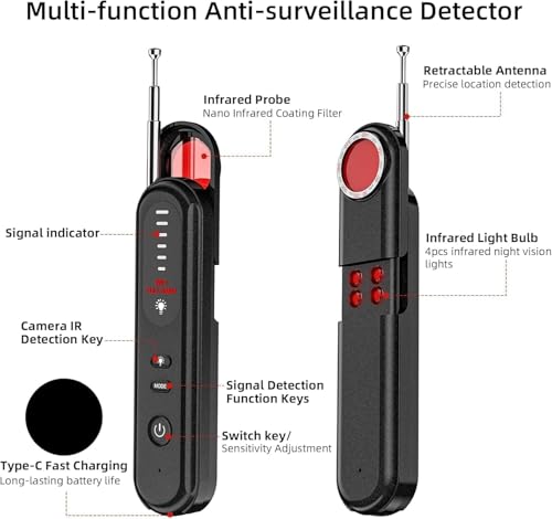 Image of TMY Hidden Camera Detector, Anti-Spy Detector, Hidden Device GPS Detector, Camera Detector, Bug Detector, Privacy Protector, Signal Scanner for Hotels Office Home Travel(TMYPP17)