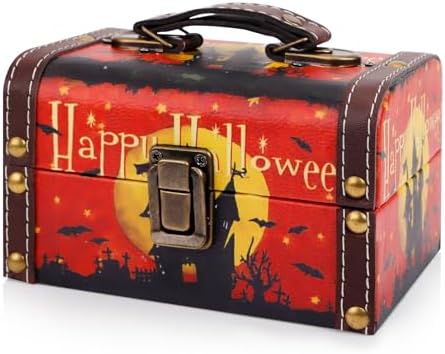 WaaHome Happy Halloween Treasure Box for Trick or Treat 6'' Wood ...