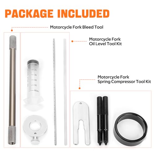 Image of RASTP Universal Motorcycle Fork Service Tool Kit, Fork Oil Level Tool, Fork Spring Compressor and Damper Rod Bleed Tool for Most Upside Down Motorcycle
