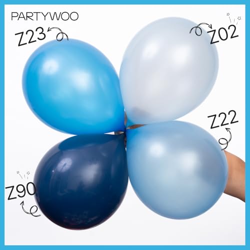 Image of PartyWoo Pearl Blue Balloons 140pcs Different Sizes of 18 12 10 5 Inch Sky Blue Latex Helium Balloon Arch Kit Garland for Graduation Baby Shower Gender Reveal Birthday Party Decorations Blue-Z23