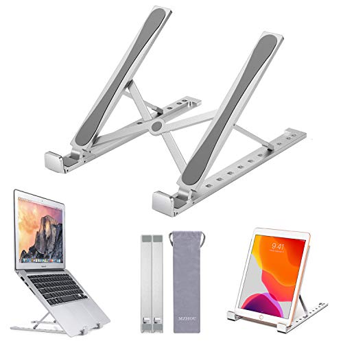 Preisvergleich Produktbild MZHOU Laptop Ständer, Ergonomisch Notebook Ständer, Computerhalterung, Tragbarer Laptopständer Halter Belüftet für MacBook-Computer, 9-Fach höhenverstellbar - Silber