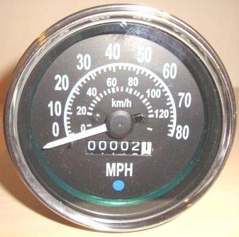 Tachimetro per Willys MB, Jeep Ford CJ GPW, quadrante nero, lunetta cromata 80 MPH