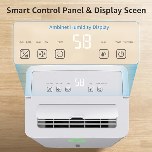 Image of KNKA 1300 Ft Max 19 Pints Dehumidifier for Basement with Drain Hose | Dehumidifiers for Home, Bedroom, Bathroom, Large Room, Three Modes, Intelligent Humidity Control, Dry Clothes, 24HR Timer