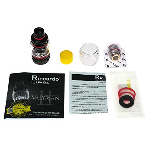 Uwell Valyrian 2 Clearomizer 6 ml, Durchmesser 26.5 mm, Riccardo Verdampfer für e-Zigarette, schwarz-rot – Bild 3