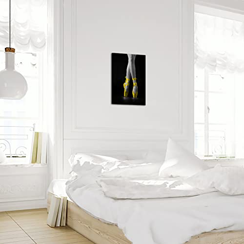 Yeilnm Girl Dance Wall Art Ballet Room Decor Ballerina Girl In Yellow Ballet Shoes Canvas Prints Picture Modern Home Bedroom Living Room Gril Room Decor Gallery Wrap Ready To Hang #TOP5