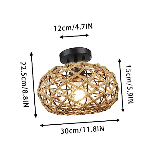 Plafonnier rustique corde tressée douilles E27 lampe plafond cuisine - 2