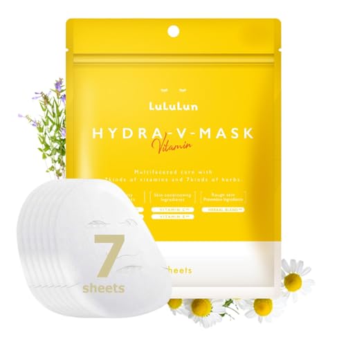 Lululun 7 Sheet Vitamin C Face Masks Skincare for Women & Men Daily Face Mask Sheet for Pore Firming & Dull Skin Facial Mask Sheet with 7 Herbs Japanese Sheet Masks with 7+1 Vitamin Complex HYDRA V