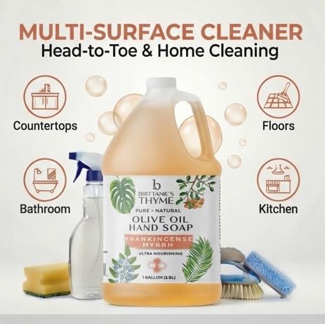 Brittanie's Pure Organic Castile Liquid Olive Oil Soap Refill, Frankincense, 1 Gallon | Face, Body Wash, Dishes, Pets & Laundry | Vegan & Gluten Free Non-GMO - Image 7