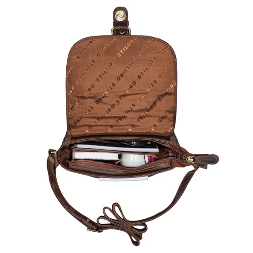 Sac à main en cuir véritable Iris de style vintage marron - 5