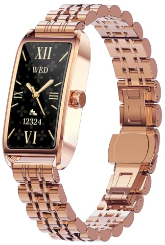 Image of CNBRO Smart Watch for Women Ladies Fitness Watch Heart Rate Monitor Sleep Tracker Sport Modes Pedometer Call Notification Music & Camera Control Elegant Smartwatch for Android iOS Phones (Pink Gold)