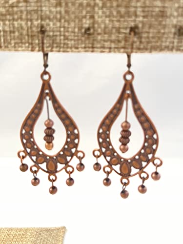 Antiqued Copper Large Dangle Earrings #TOP1