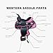 Hassan International Premium Synthetic Western Saddle | Lightweight Horse Saddle for Horse | Trail Riding Barrel Racing Black & Pink Synthetic Saddle | Comfortable Padded Seat 14 Inch Riding Saddle