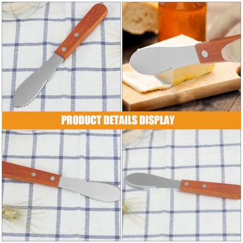 Set de 4 espátulas de queso con mango de madera y acero inoxidable para cocina 8
