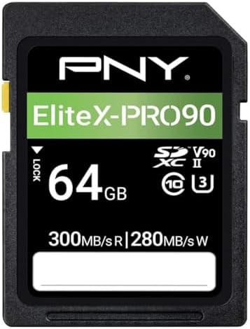 PNY 64GB EliteX-PRO90 Class 10 U3 V90 UHS-II SDXC Flash Memory Card