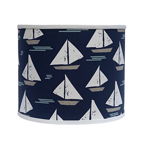 AHS Lighting Replacement Lampshades for Table or Floor Lamp Drum Shade With Washer/Spider Fitter, 12", Cape May Indigo