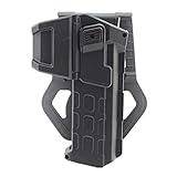 Gexgune Tactical Movable Pistol Holsters with Flashlight or Laser Mounted Right Hand Waist Belt Gun Holster for Colt 1911 (Black)