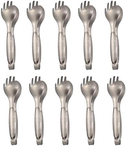 10-Pack Buffet Party Food Serving Tongs Salad Cake Bread Kitchen Tongs Flatware - Silver