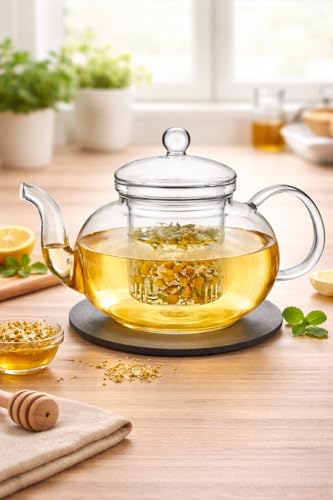 Image of Sipologie Pour Over Coffee Maker 800ml | Borosilicate Glass Kettle with Stainless Steel Strainer | Green Tea & Coffee Brewer | Heat Resistant Glass Kettle