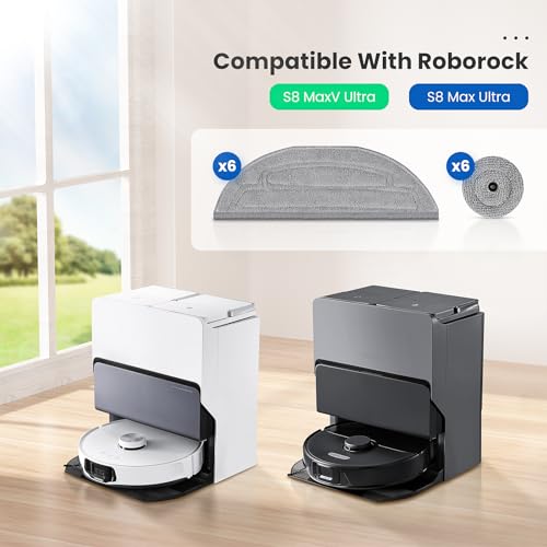 Image of 12 Pack Mop Pads Refills for Roborock S8 MaxV Ultra / S8 Max Ultra Robot Vacuum, 6 Pack Mop Cloth with Dual Sonic Vibrations Modules, 6 Pack Edge Mop Pads Accessories