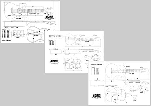 Set of 3 Plans - Soprano, Concert & Tenor Ukuleles - Full Scale Prints
