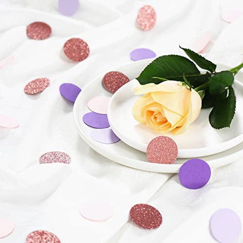 Image of Rose-Gold Pink-Purple Party Decorations Confetti - 300pcs Baby Shower Decorations for Girl Women Birthday Table Scatter,Bachelorette Wedding Engagement Decor Lasting Surprise