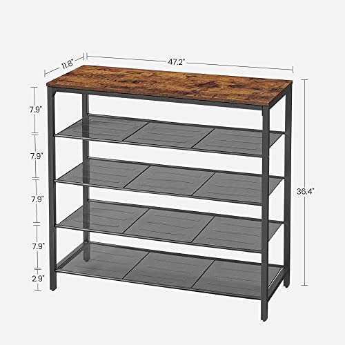 Vasagle 5 Tier Shoe Rack, Shoe Organizer For Closet, Entryway, 20-25 Pairs Of Shoes, Large Shoe Rack Organizer With 4 Metal Mesh Shelves, 11.8 X 47.2 X 36.4 Inches, Rustic Brown And Black Ulbs205B01 #TOP6