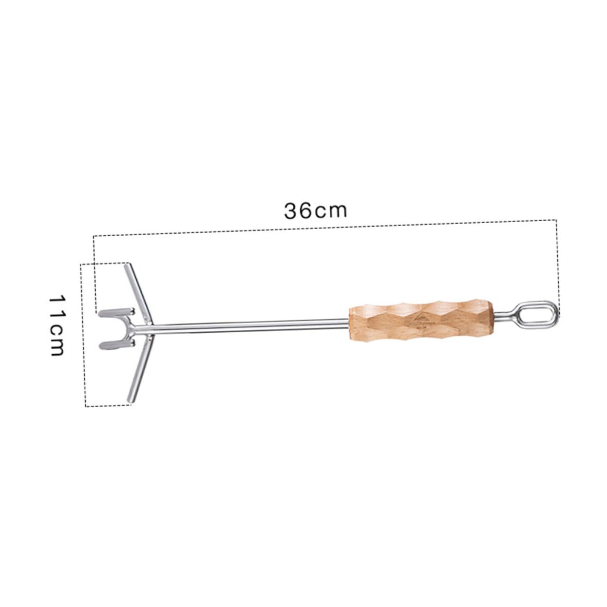 Mikinona Double Hooks Metal Oven Lid Lifter Long Handle Pot Lid Opener for Camping and Outdoor Cooking