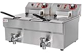 gastronomie friteuse gebraucht Beeketal BTF20B - 2 x 9 Liter Edelstahl Doppel Kaltzonenfritteuse inkl. Frittierkörbe und Deckel. Doppelfritteuse mit einem Gesamt-Fassungsvermögen von 2 x 9 Liter für ca. 2 x 6 Liter Öl, ideal für den Hausgebrauch, Imbiss oder Kleingastronomie