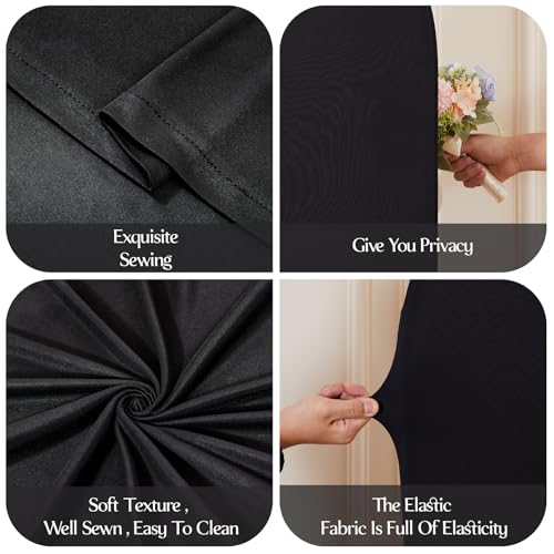 Image of Black Arch Backdrop Cover for Wedding, Set of 2 Stretchy Spandex Fitted Arch Stand Cover for Baby Shower, Birthday Party Decor, Chiara Backdrop Cover with Double-Sided Design(7.2FT 6FT, Black)