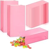 200 Pcs Small Paper Bags, 1 LB mini Paper Treat Bags Kraft Lunch Bags 3.54 x 2.36 x 6.7 for Christmas Wedding Favor Grocery Candy Cookie Sandwich Popcorn Bread Snack(Pink) -  Containlol
