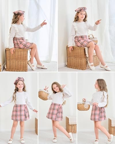 Image of Toddler Girl Clothes Outfit Shirt Top Plaid Mini Skirt Outfits Set Little Girl Dresses Kids Clothes for Girls 18M-8T