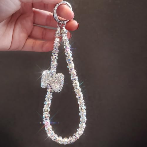 Luxus Diamant Handykette Perlen Handschlaufe Handy Kette Kurz Glänzend Strass Handyband Handyschlaufe Handgelenk Band für Handyhülle Handyketten Handyanhänger Handyzubehör Phone Strap Phone Lanyard