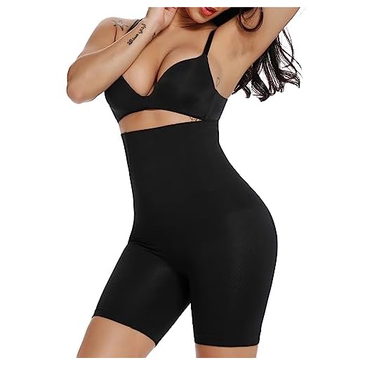 SURE YOU LIKE Damen Figurenformend Miederpants Miederhose Shapewear Bauch-Weg-Effekt Formt Sofort Body Shaper mit Bein Hohe Taille, Schwarz, M-L