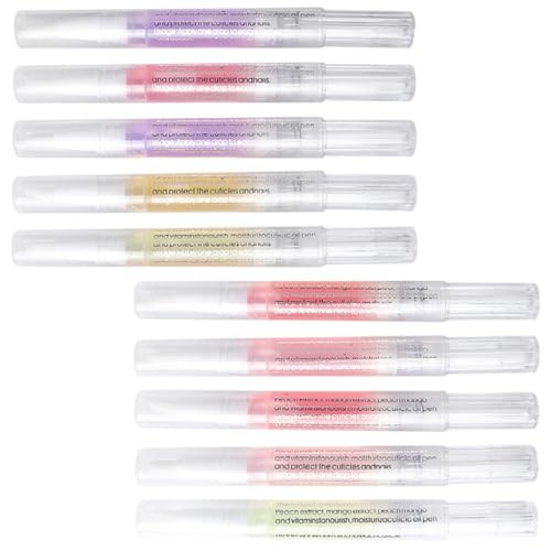 Mobestech 10 Bolígrafos Nutritivos para Cutículas Aceite Reparador E Hidratante Transparente para Uñas Cuidado y Fortalecimiento Profesional Nutritivo para Manicura