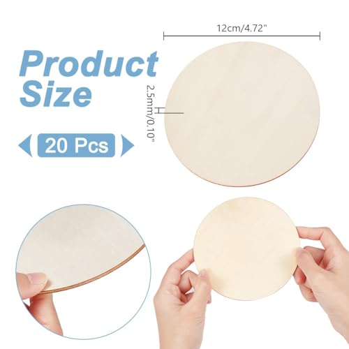 NBEADS 20 Pcs Wooden Unfinished Round Circles - Image 2