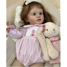 iCradle Reborn Baby Dolls 26inch Soft Silicone Vinyl Newborn Toddler Baby Doll Handrooted Brown Hair Babies Toy Gifts for Kids Age 3+