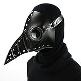 SaiDeng Halloween Party Mask Plague Doctor Cosplay Props Steampunk PU Leather Mask (Black2)